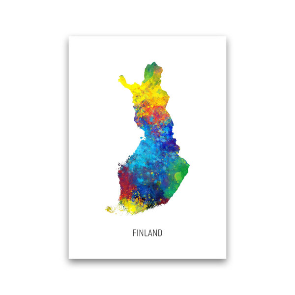 Latitude Run Finland Watercolour Map By Michael Tompsett Graphic Art